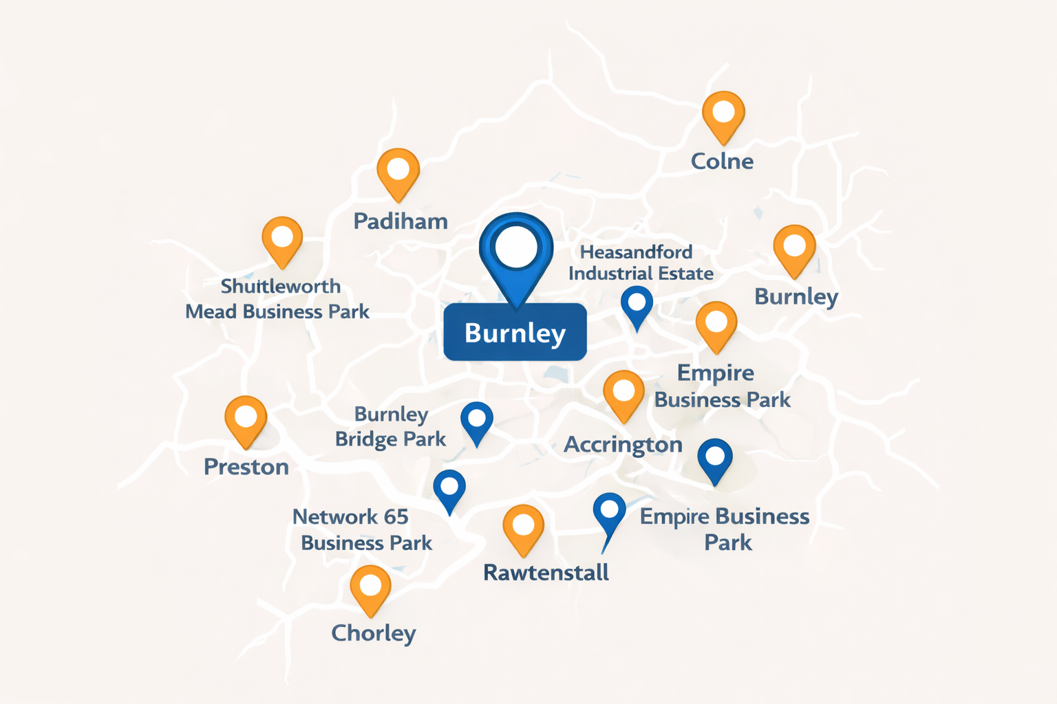 Commercial EPC Burnley and surrounding towns map