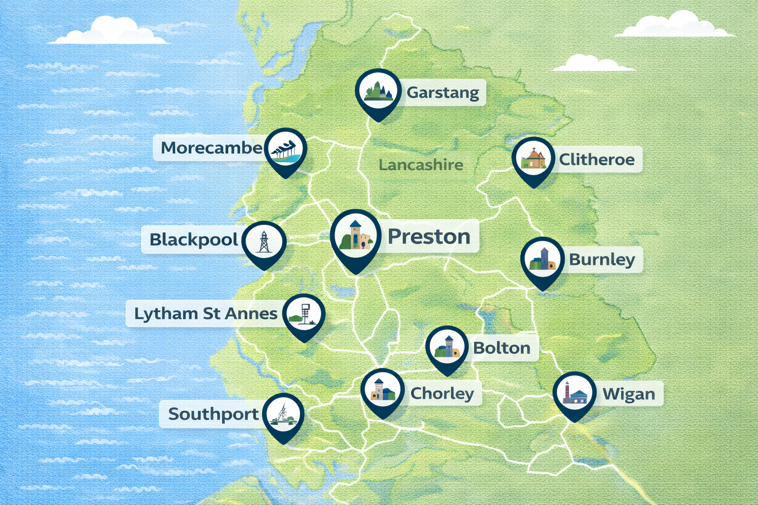 Commercial EPC Lancashire map with Preston